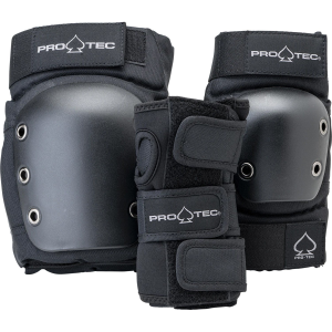 Kid's Pro-Tec Street Gear Junior Open Back Skateboard Pads 3-Pack 2026 - Youth in Black size Small