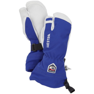 Kid's Hestra Army Leather Heli Ski Jr. 3-Finger Mittens 2026 in Blue size 7 | Leather/Polyester
