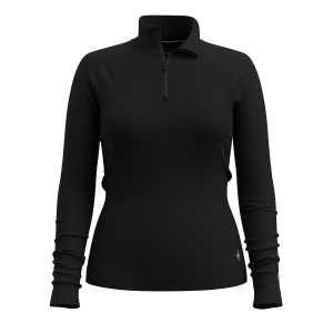 Women's Smartwool Classic Thermal Base Layer 1/4 Zip Top 2026 in Black size X-Small