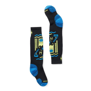 Kid's Smartwool Wintersport Full Cushion Ski Day OTC Socks 2025 in Black size Medium | Nylon/Wool/Elastane