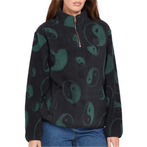 Women's Volcom Pheelin It Mock Neck Fleece 2024 in Black size Medium | Polyester