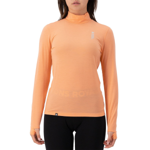Women's Mons Royale Cascade Mock Neck Top 2025 in Orange size Small | Nylon/Wool/Elastane