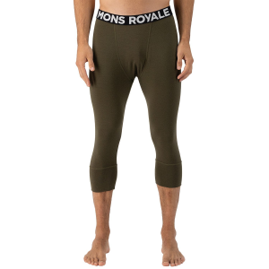Mons Royale Cascade Flex 200 3/4 Leggings Men's 2026 in Green size 2X-Large | Nylon/Wool/Elastane