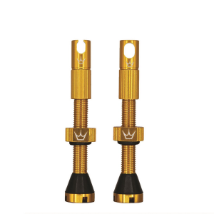 Peaty's Alloy Presta Valve Stem 2024 in Gold size 42mm | Rubber