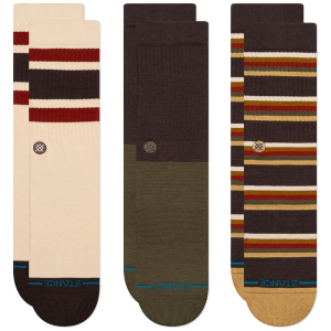 Stance Mill House 3-Pack Crew Socks 2025 in Brown size Large | Nylon/Cotton/Elastane