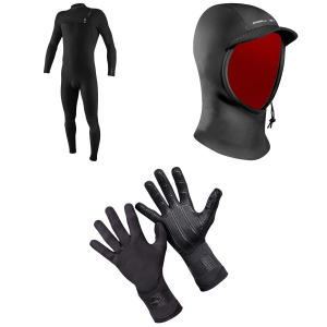 O'Neill 4/3+ Hyperfreak Chest Zip Wetsuit 2026 - X-LargeS Package (X-Large) + XS Hoods & Layering in Black size Xls/Xs | Rubber/Neoprene