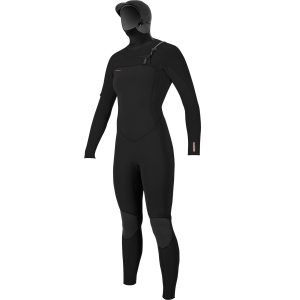 Women's O'Neill 5/4 Hyperfreak Chest Zip Hooded Wetsuit 2026 in Black size 12 | Rubber/Neoprene