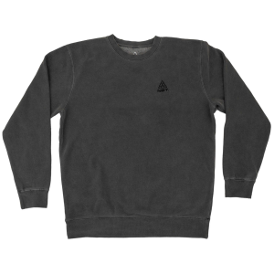 evo x NST Embroidered Pigment Dyed Crew Neck Sweatshirt Unisex 2024 in Black size X-Large | Cotton/Polyester