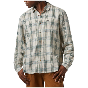 Brixton Charter Linen Blend Long-Sleeve Shirt Men's 2025 in Green size Large | Cotton