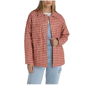 Women's Rhythm Lola Check Quilted Jacket 2025 Red in Peach size Medium | Cotton