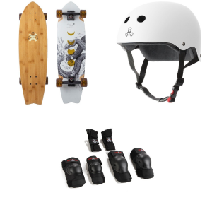 Arbor Sizzler Bamboo Longboard Complete 2024 - 30.5 Package (30.5 in) + S/M Adult Helmets in Black size 30.5/S/M