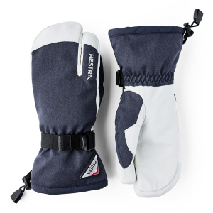 Hestra Powder Gauntlet 3 Finger Mittens 2026 in Blue size 9 | Leather/Polyester