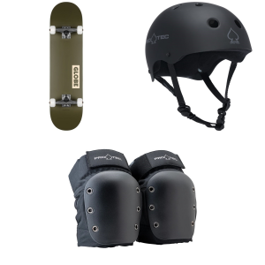 Globe Goodstock Skateboard Complete 2026 - 7.75 Package (7.75 in) + L Adult Helmets in Red size 7.75/L