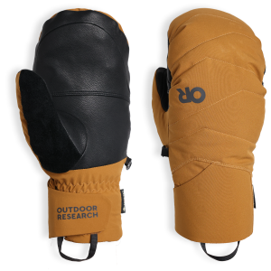 Outdoor Research Stormbound GORE-TEX Down Mittens 2026 in Brown size Medium | Leather/Polyester