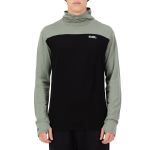 Mons Royale Yotei Powder Hood Long-Sleeve Top Men's 2026 in Green size Large | Wool