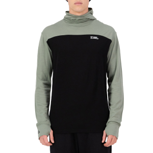Mons Royale Yotei Powder Hood Long-Sleeve Top Men's 2026 in Green size Medium | Wool
