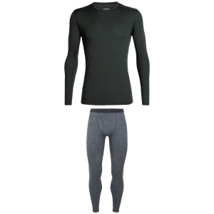 Icebreaker 200 Oasis Long Sleeve Crew Top 2024 - 2X-Large Package (2X-Large) + 2X-Large Bottoms in Black size Xxl/Xxl | Wool