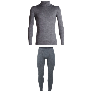 Icebreaker 200 Oasis Long Sleeve Half Zip Top 2024 - Small /Gritstone Heather Package (S) + X-Large Bottoms in Black size S/Xl | Wool