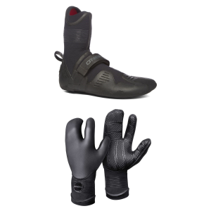 O'Neill 5mm Psycho Tech Round Toe Wetsuit Boots 2024 - 9 Package (9) + M Gloves in Black size 9/M | Rubber/Neoprene