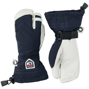 Kid's Hestra Army Leather Heli Ski Jr. 3-Finger Mittens 2026 in Blue size 5 | Leather/Polyester
