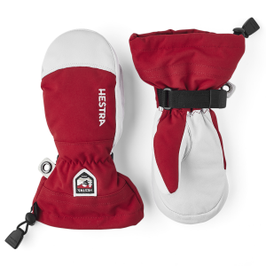 Kid's Hestra Army Leather Heli Ski Jr. Mittens 2026 in Red size 5 | Leather/Polyester