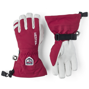 Kid's Hestra Army Leather Heli Ski Jr. Gloves 2026 in Red size 5 | Nylon/Leather/Polyester