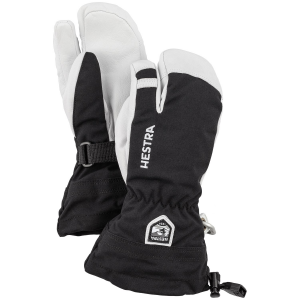 Kid's Hestra Army Leather Heli Ski Jr. 3-Finger Mittens 2026 in Black size 5 | Leather/Polyester