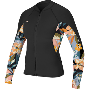 Women's O'Neill 1.5mm Bahia Full Zip Wetsuit Jacket 2024 in Black | Neoprene