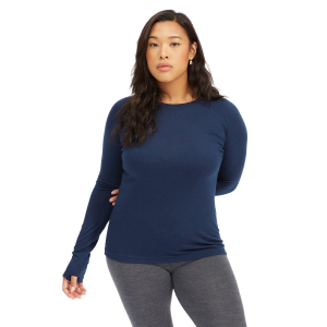 Women's evo Ridgetop Wool Midweight Crew Top 2024 in Blue size X-Small | Wool/Micron