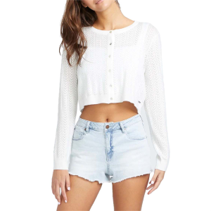 Women's Volcom Shello There Cardi Shirt 2024 in White size Large | Polyester
