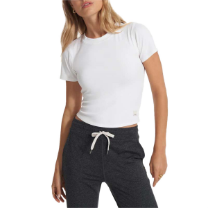 Women's Vuori Short-Sleeve Pose Fitted T-Shirt 2025 in White size Medium | Elastane