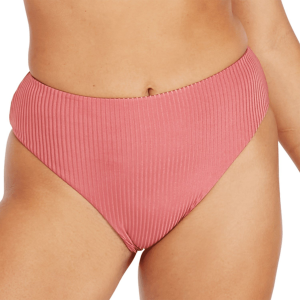 Women's Volcom Simply Rib Retro Bottoms in Pink size X-Large | Nylon/Elastane