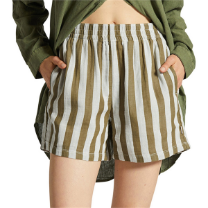 Women's Brixton Mykonos Stripe Boxer Shorts 2024 in Green size X-Small | Cotton