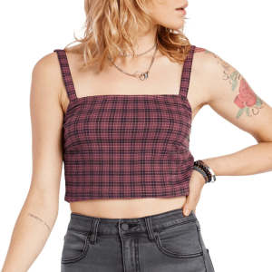 Women's Volcom Chicheck Urself Top Red size X-Large | Cotton/Elastane
