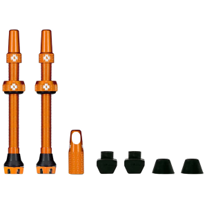 Muc-Off Tubeless V2 Valve Pair 2025 in Orange size Presta 44mm | Aluminum/Rubber
