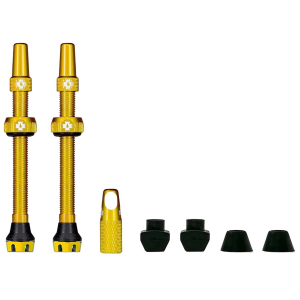 Muc-Off Tubeless V2 Valve Pair 2025 in Gold size Presta 44mm | Aluminum/Rubber