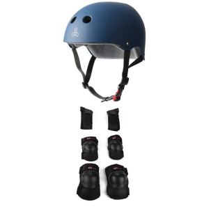 Triple 8 The Certfied Sweatsaver Skateboard Helmet 2026 - Large/X-Large Package (Large/X-Large) + Fits All Kids Pad Sets in Black | Plastic