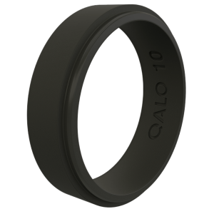 QALO Narrow Polished Step Edge Silicone Ring - Men's