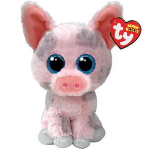 Ty Hambone Pink and Gray Pig Beanie Boo Plush