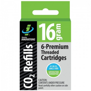 Genuine Innovations | Co2 Replacement Cartridges 16 Gram, Threaded, 6 Pack