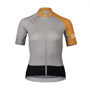 Poc | Essential Road Women's Jersey | Size Large In Granite Grey/zink Orange | Polyester