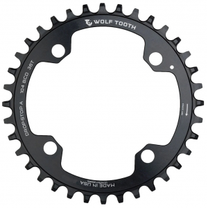 Wolf Tooth Components | 104 Bcd Chainring For Shimano 12 Spd 32T, 104 Bcd, 4-Bolt, Shimano 12-Speed Hyperglide+ Chain, Black | Aluminum