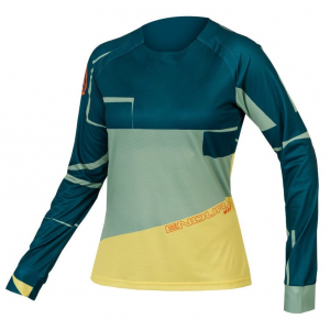 Endura | Women's Mt500 L/s Print Jersey Ltd | Size Extra Small In Deep Teal | Polyester
