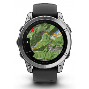 Garmin | Fenix E Smartwatch 47Mm Amoled Slt Gry Steel, Blk Band In Slate Gray Steel/black Silicone Band