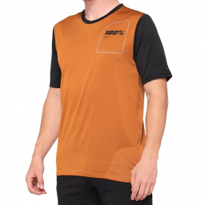 100% | Ridecamp Short Sleeve Jersey Men's | Size Small In Terracotta/black | Polyester