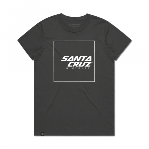 Santa Cruz Bicycles | Squared Up Women's T-Shirt | Size Small In Charcoal | 100% Cotton