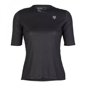 Fox Apparel | Women's Flexair Ascent Ss Jersey | Size Large In Black | Polyester