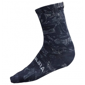 Endura | Grid Floral Ltd Print Sock Men's | Size Small/medium In Black