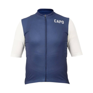Capo Cycling Apparel | Capo Corsa Jersey Men's | Size Medium In Midnight Blue/bone | Polyester