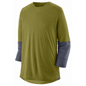 Patagonia Patagonia | Men's Merino Blend 3/4 Sleeve Bike Jersey | Size Small In Graze Green | Polyester
